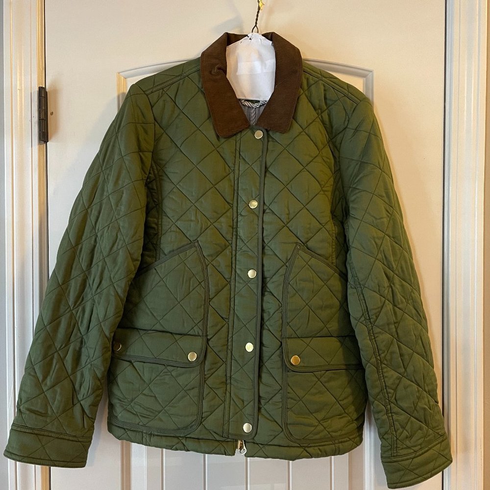 J.CREW Quilted Barn Jacket Field Tack ~ Deep Moss (Olive Green) (size medium)